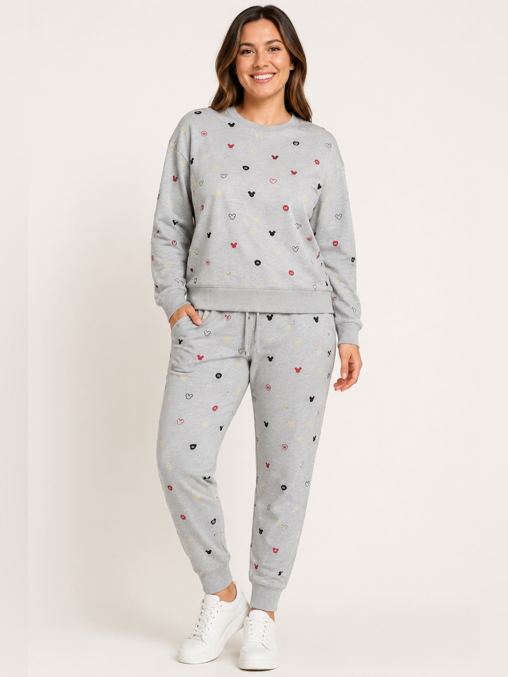Disney Springs M&M’s Mickey Mouse Sweatshirt Jogger Lounge Set XL Gray 2 Piece